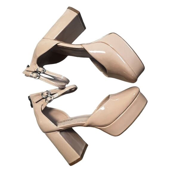 Fairy Grunge Nude Platforms Chunky Block Heels Retro Mary Jane Party Pumps Sz 9 - Picture 9 of 14